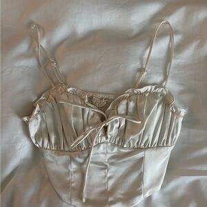 Altar'd State Cream Satin Crop Top